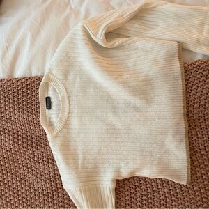 Topshop Cream Ribbed Crew Neck Sweater